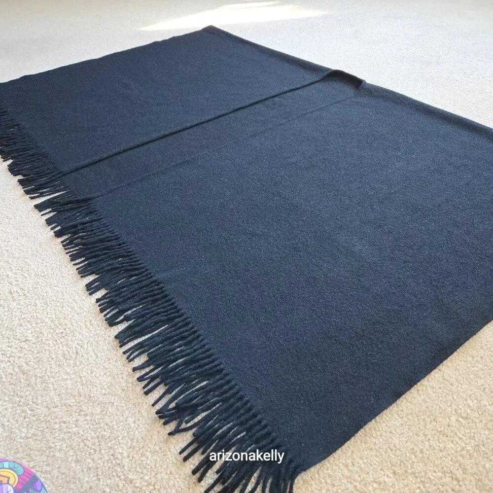Oversized THICK Wool Wrap Flawless Black Fringe Men's Tall Plus - Picture 8 of 15